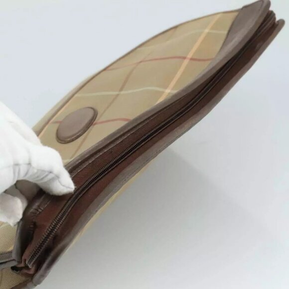Burberrys Nova Check Clutch Bag Canvas Beige Auth - Picture 8 of 15